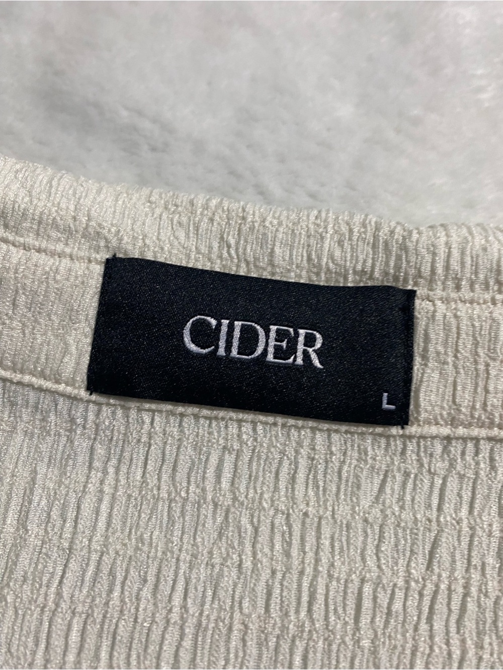 Cider Cream Textured Collared Button-Down Top - Picture 3 of 3